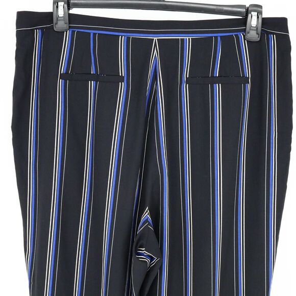 Tahari Dress Pants Womens 16 Black Blue Stripe Wide Leg Lightweight ASL - Picture 7 of 12
